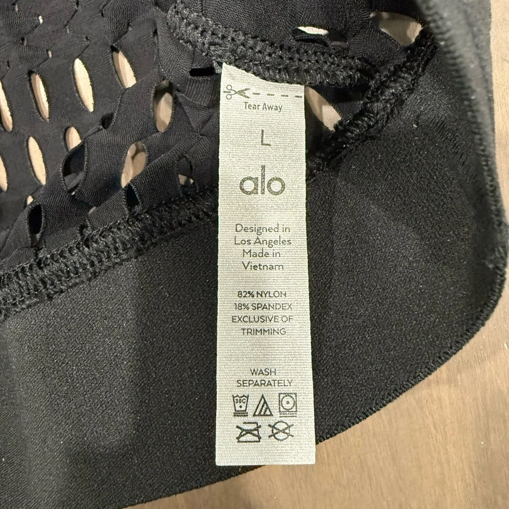 Alo Yoga NEW Size L Haute Girl Summer Mesh Long Sleeve Crop Top